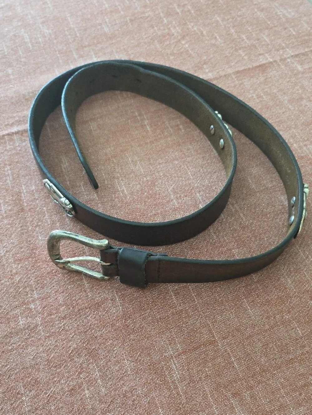 Men's Dark Brown Leather Belt with Alligator Silver-Tone Buckle